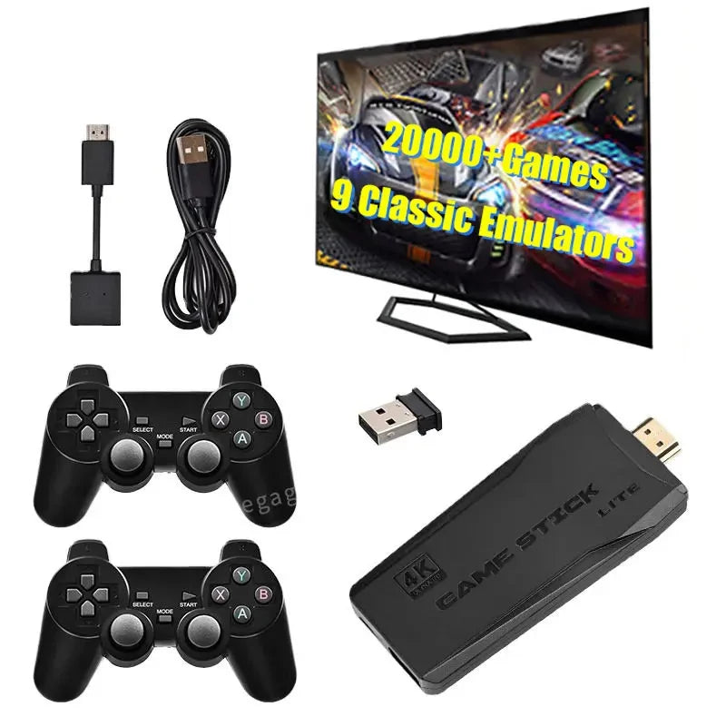 Wireless Retro Game Console M8 4K HDMI Video Game Stick 20000+ Games Plug and Play Nostalgic Game Box Portable for Home Outdoor