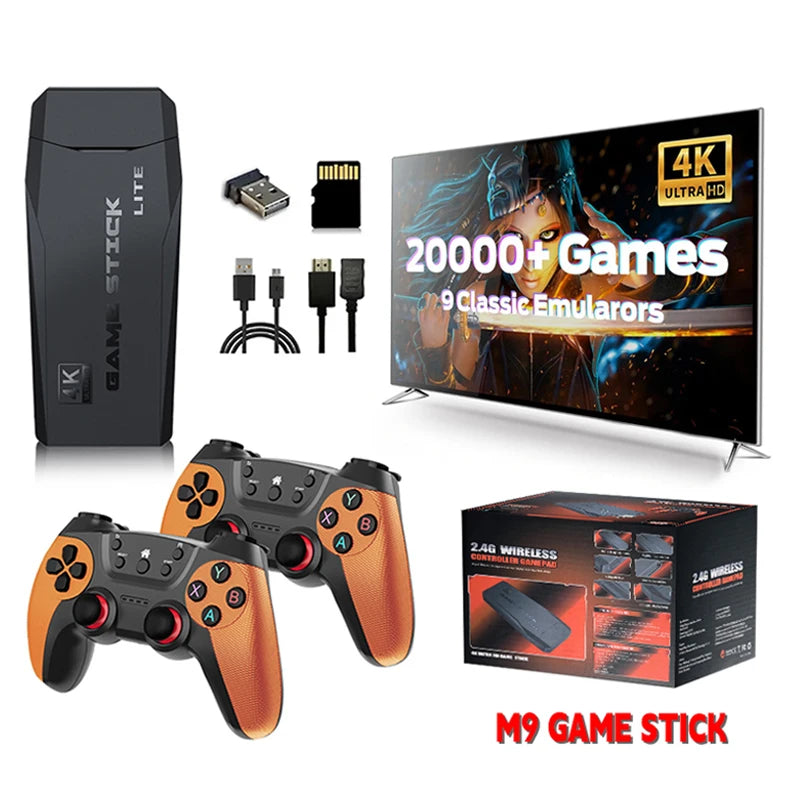Upgraded M8 Video Game Console 64G 20000 Games Retro handheld Game Console Wireless Controller Lite 4K Game Stick For Xmas Gifts