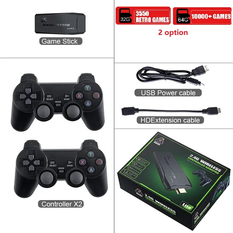 Wireless Retro Game Console M8 4K HDMI Video Game Stick 20000+ Games Plug and Play Nostalgic Game Box Portable for Home Outdoor