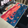 MousePad XXL Arte | Dragón Rojo y Olas - Edición Premium