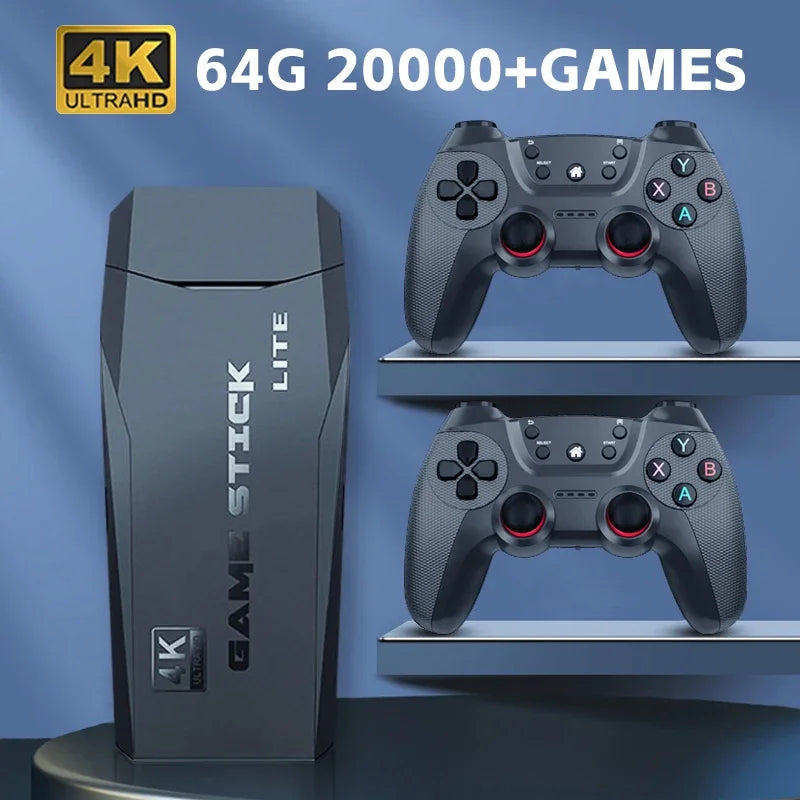 Upgraded M8 Video Game Console 64G 20000 Games Retro handheld Game Console Wireless Controller Lite 4K Game Stick For Xmas Gifts