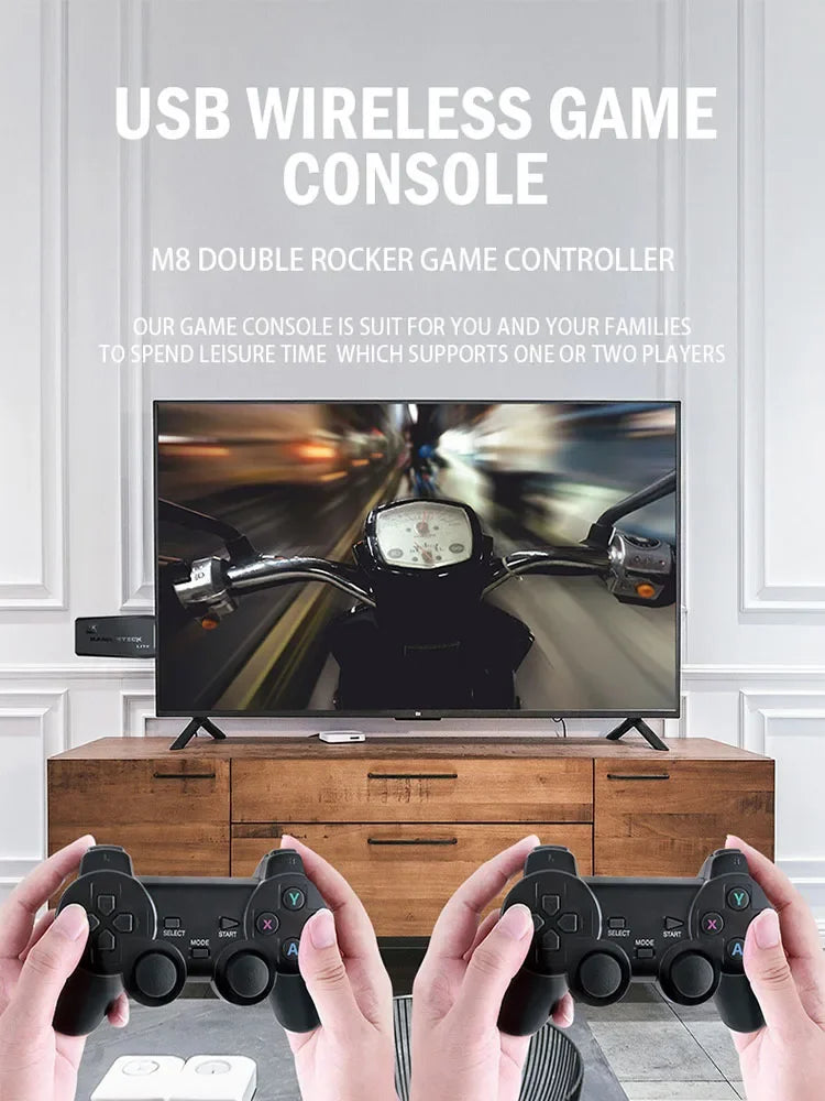 Upgraded M8 Video Game Console 64G 20000 Games Retro handheld Game Console Wireless Controller Lite 4K Game Stick For Xmas Gifts